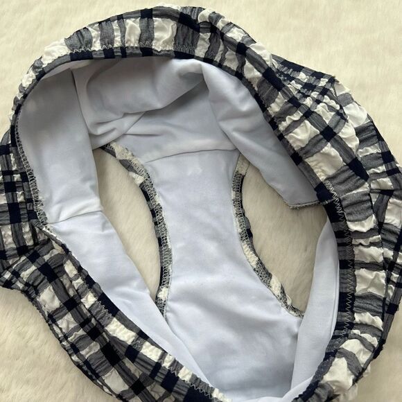 NWOT Solid & Striped Women's Ginger Bikini Bottom Puckered Madras Navy White S - Picture 8 of 11